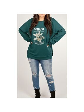 Lane Bryant “Grateful” Graphic High Low Sweatshirt Plus Size 22/24 NWT